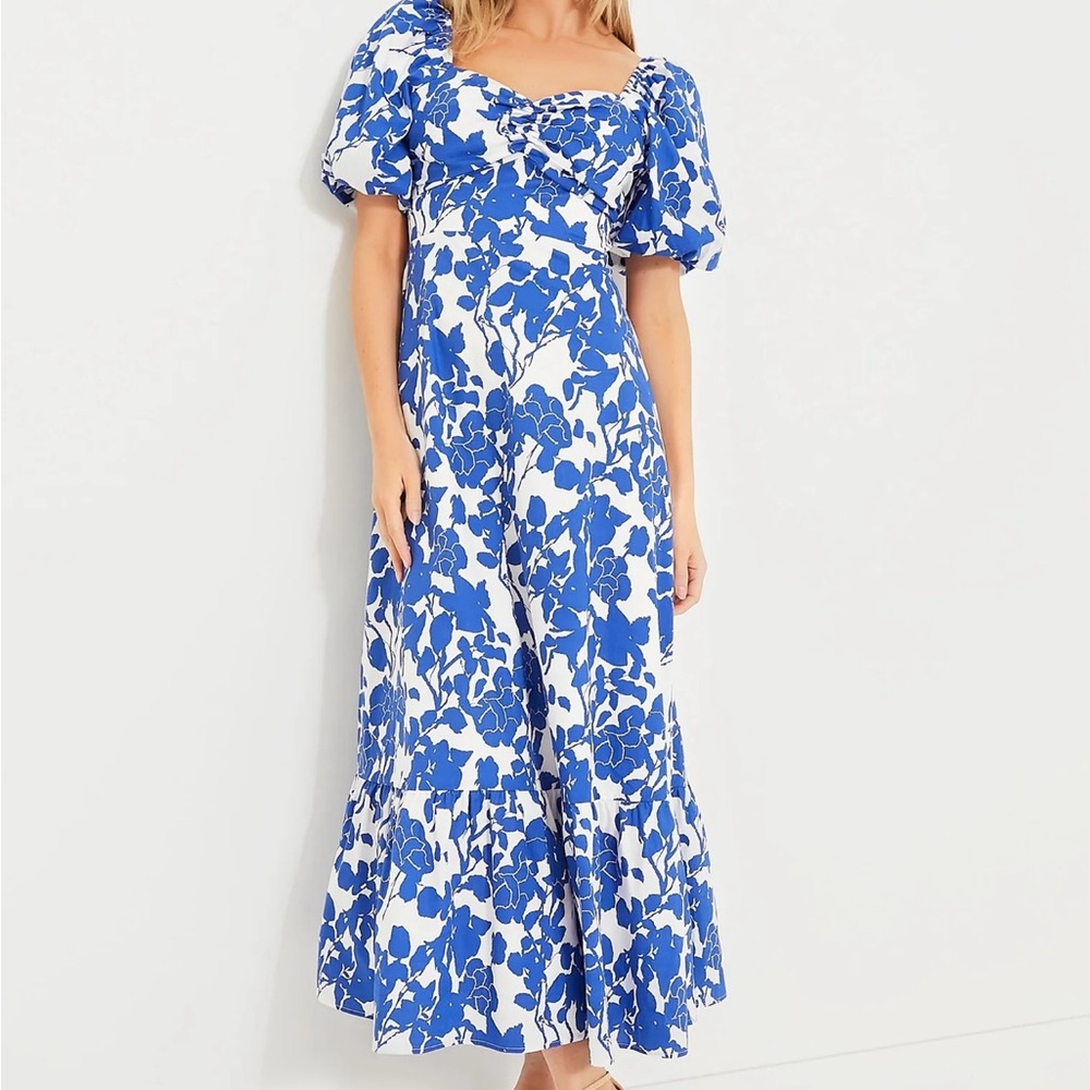 HYACINTH HOUSE, Blue Floral Seaport Midi Dress, XL